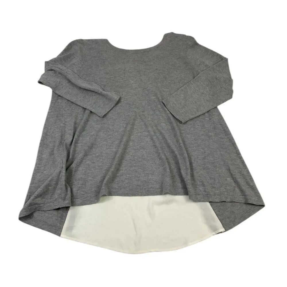 LOFT Asymmetric Sweater Gray Relaxed Fit Layering Flowy Tunic Knit Pullover M